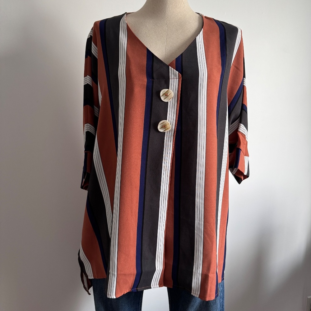 Creation - Black and Brown Stripped Blouse